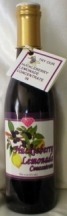 Berry wine bottle with a label tag.