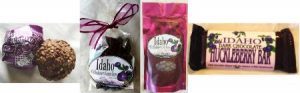 Idaho huckleberry products in various packaging styles.