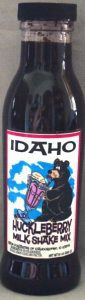 Idaho Huckleberry Milkshake Mix bottle.