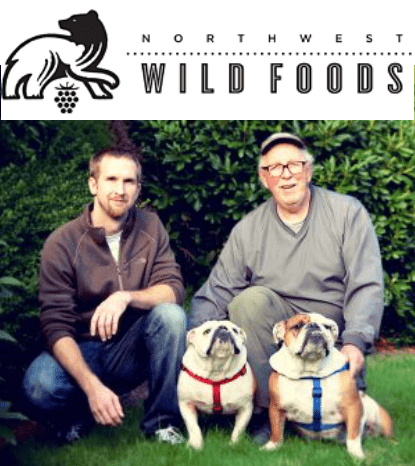 Two men with bulldogs in garden.