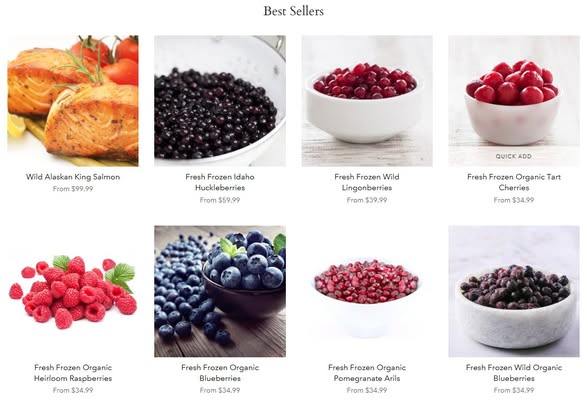 A collage of various fresh and organic berries arranged neatly.