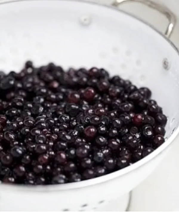 A bowl filled with fresh black currants.
